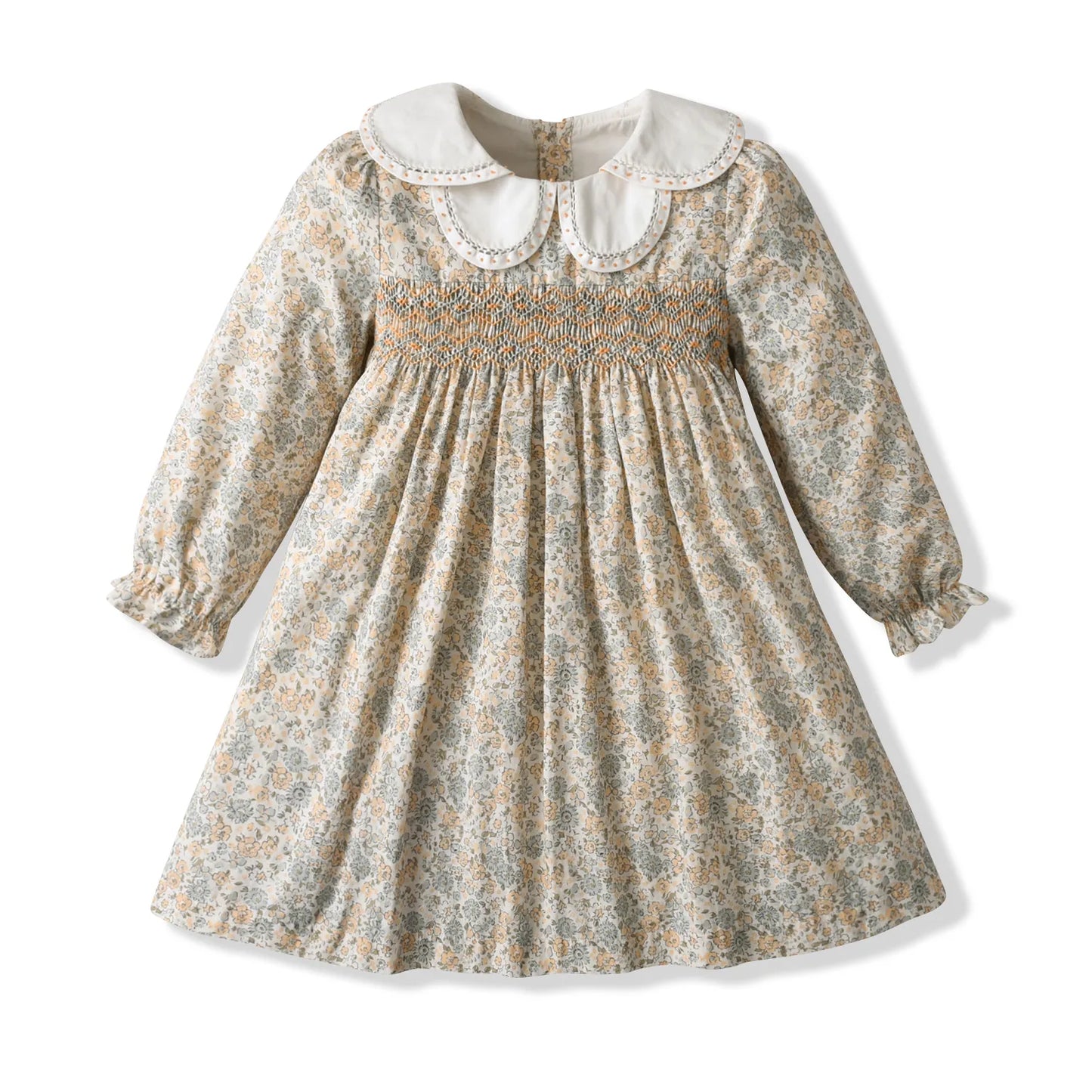 Ochre Smocked Dress - Flora Kids
