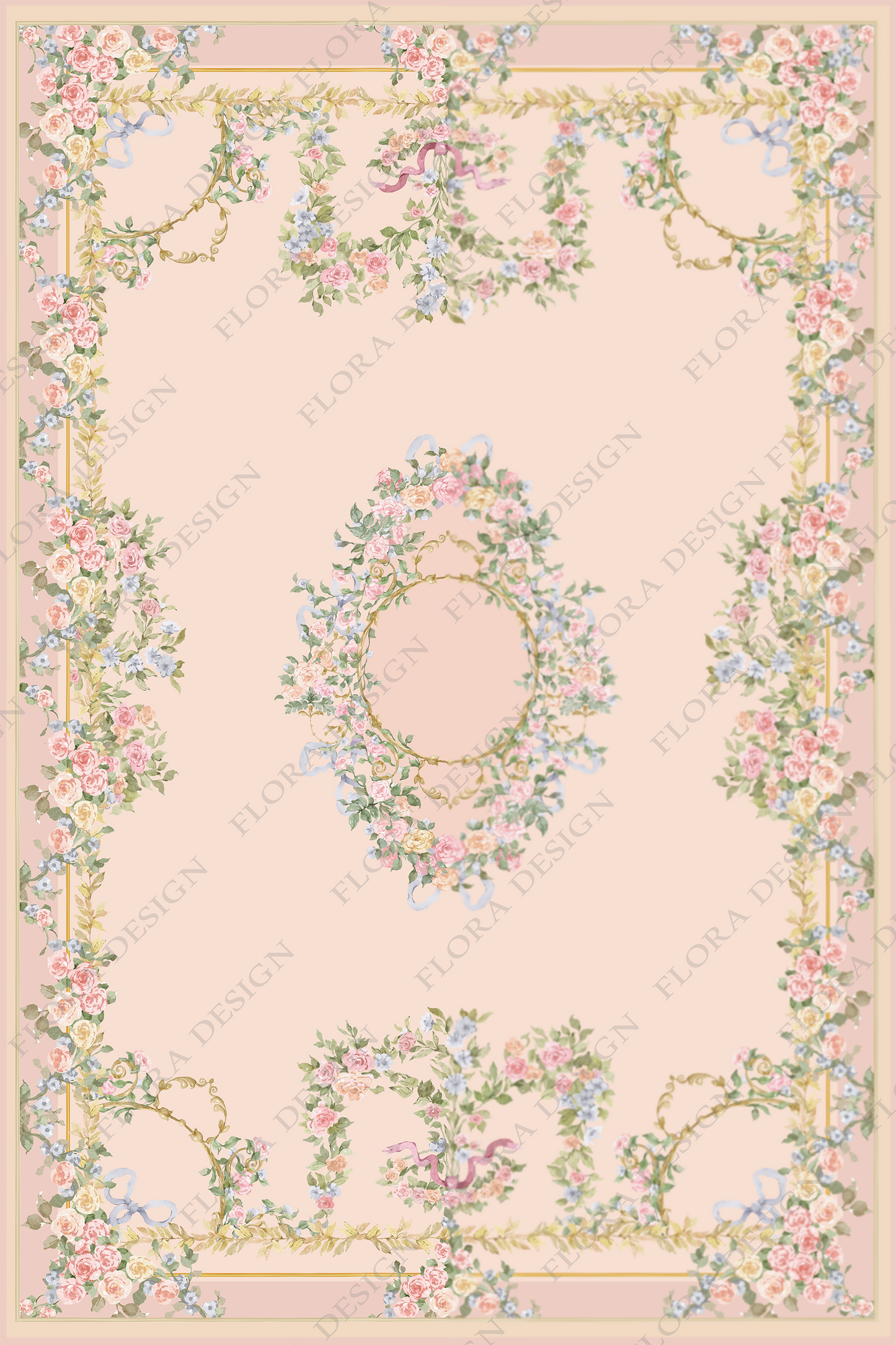 Peach pink Floral Rug