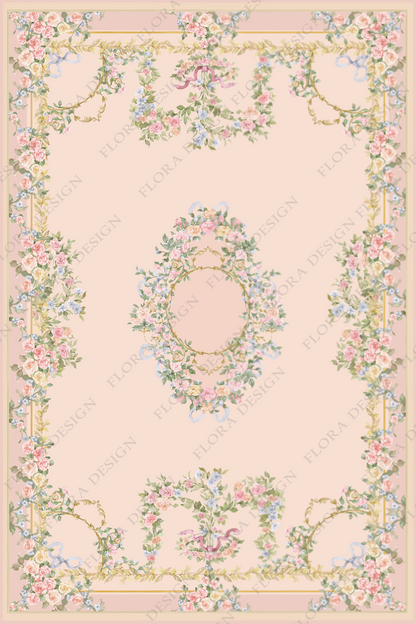 Peach pink Floral Rug