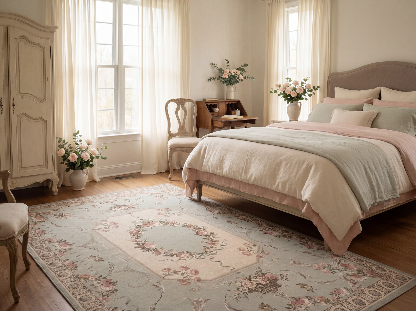 Grey Palais Floral Rug -  Available for Delivery