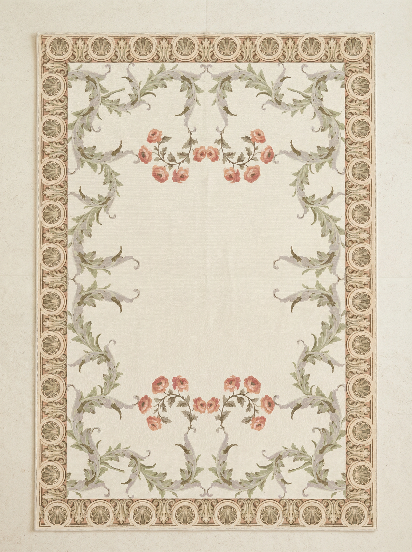 Beige and Green Rug