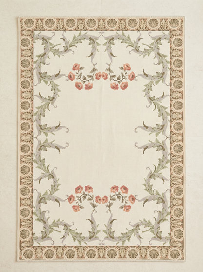 Beige and Green Rug